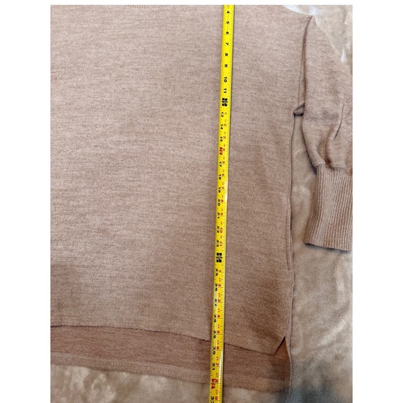 CHERISH Women Oatmeal Turtleneck Sweater Dolman Sleeve Casual Cozy Soft Pockets - Picture 7 of 8